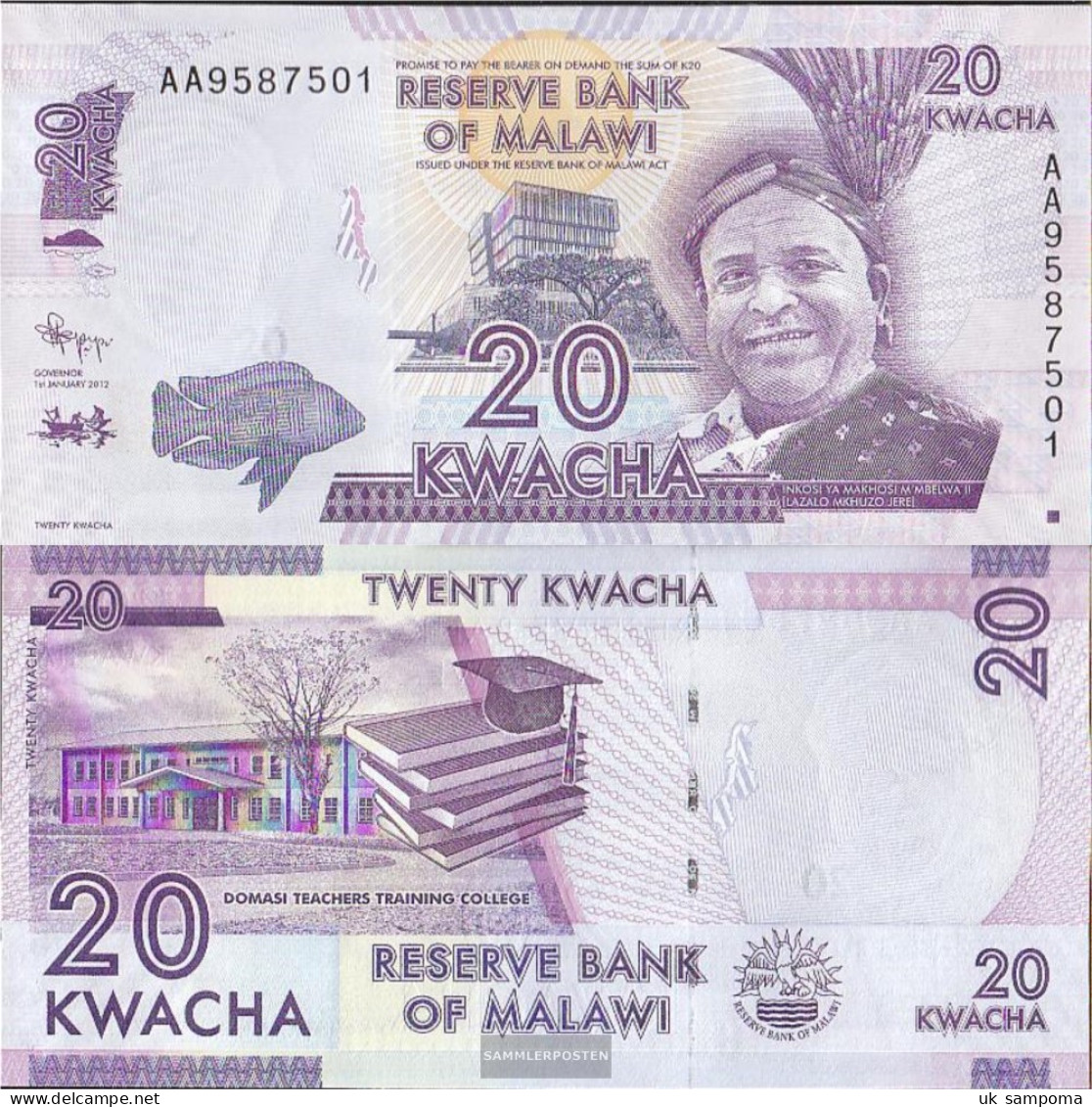 Malawi Pick-number: 57a Uncirculated 2012 20 Kwacha - Malawi