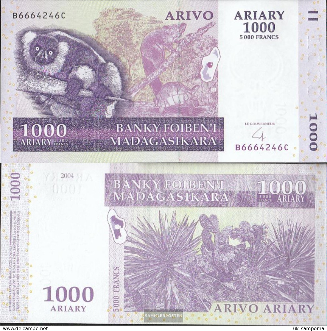 Madagascar Pick-number: 89b Uncirculated 2008 1.000 Ariary - Madagascar