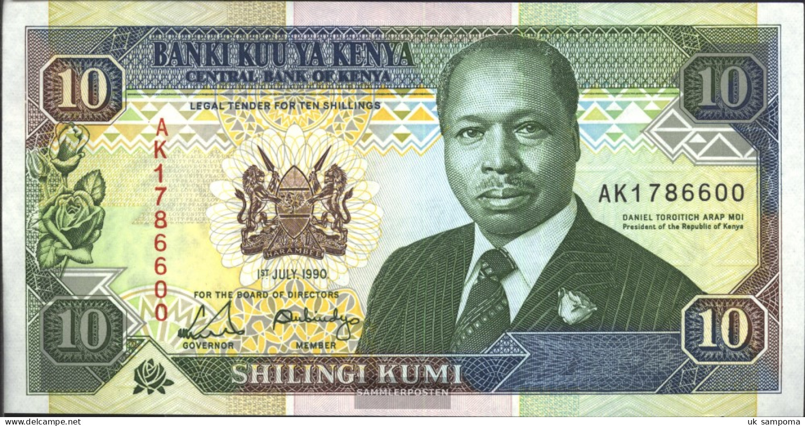 Kenya Pick-number: 24b Uncirculated 1990 10 Schillings - Kenia