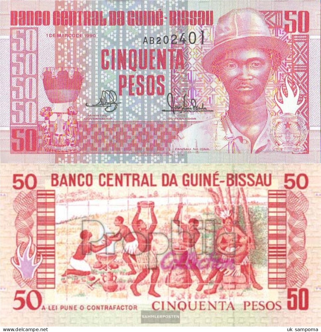 Guinea-Bissau Pick-number: 10 Uncirculated 1990 50 Pesos - Guinee-Bissau