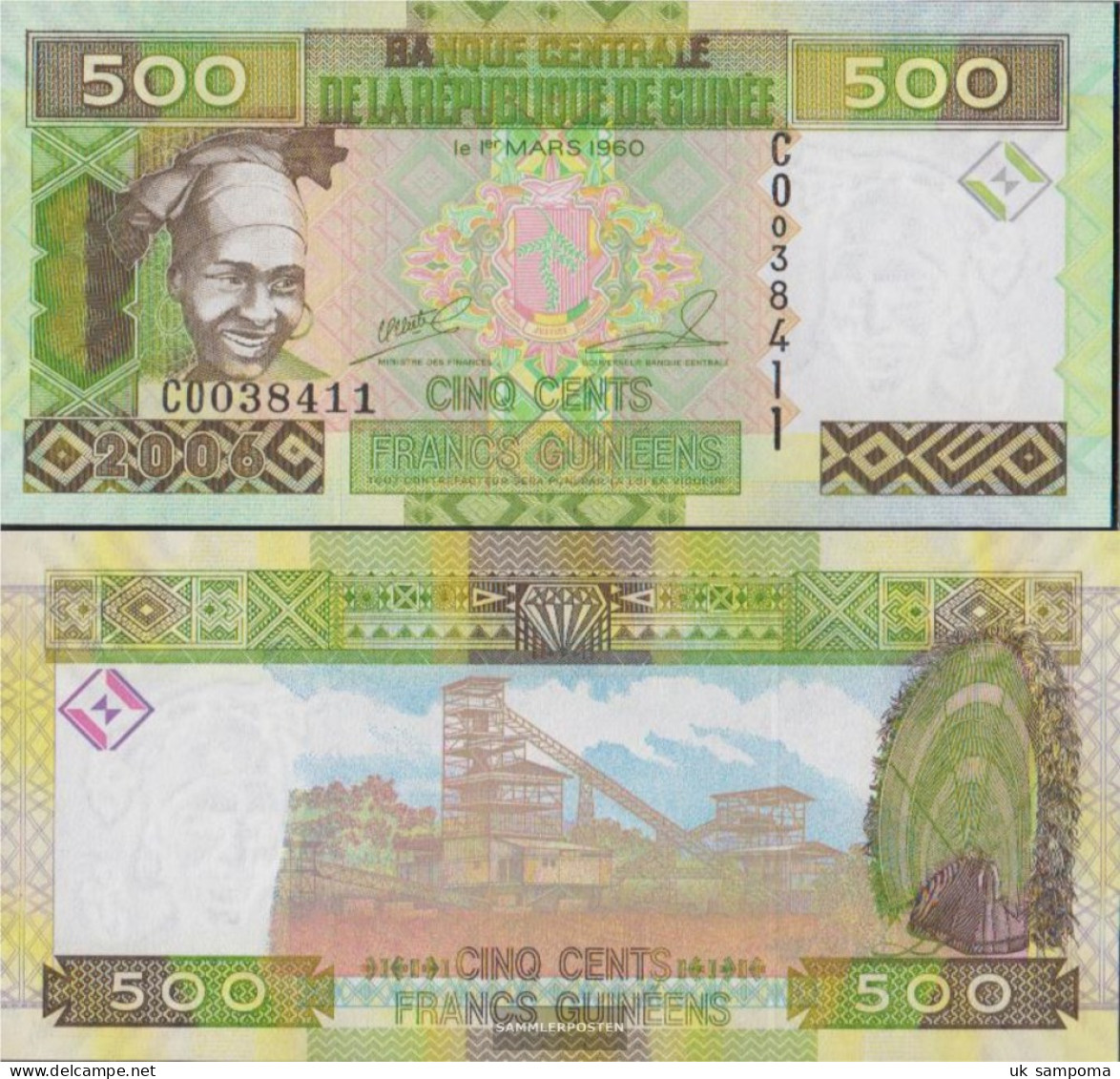 Guinea Pick-number: 39a Uncirculated 2006 500 Francs - Guinée