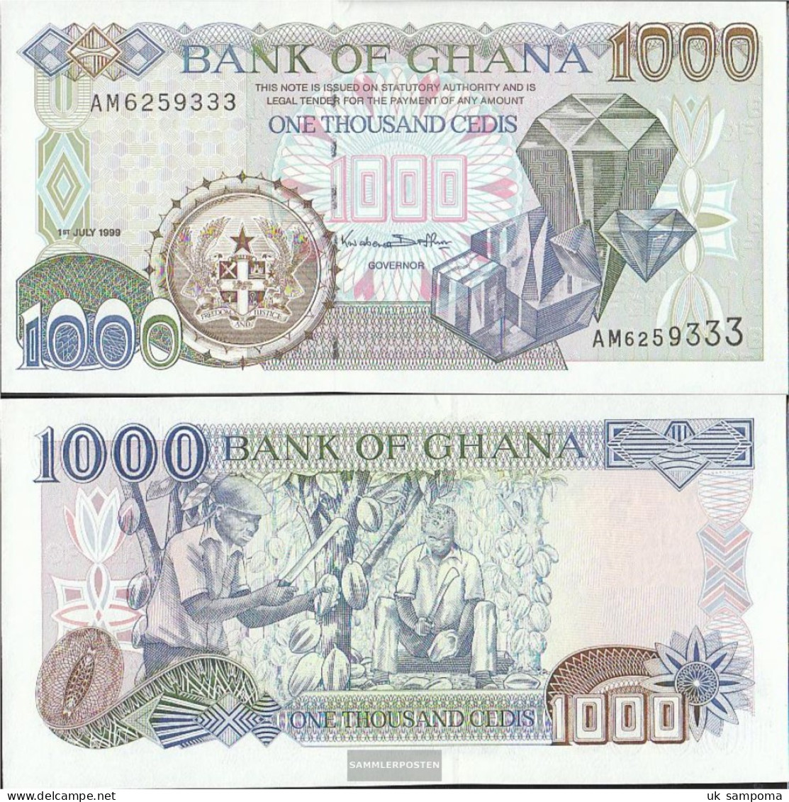 Ghana Pick-number: 32d Uncirculated 1999 1.000 Cedis - Ghana