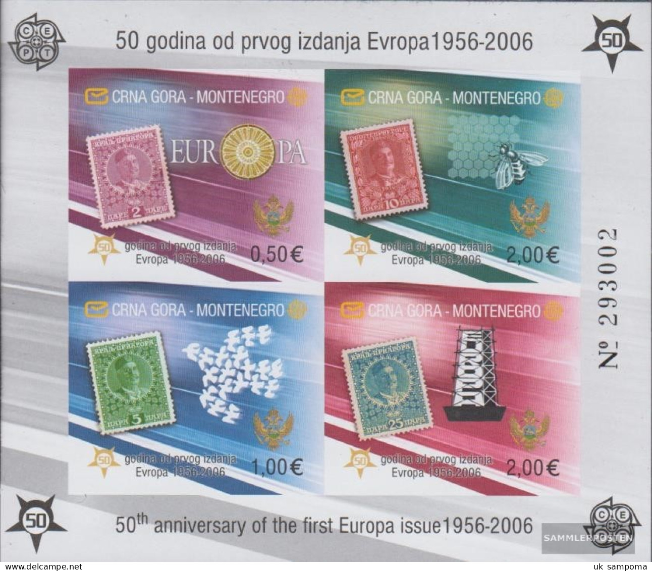 Montenegro Block2b (complete Issue) Unmounted Mint / Never Hinged 2006 50 Years Europe Trade - Montenegro