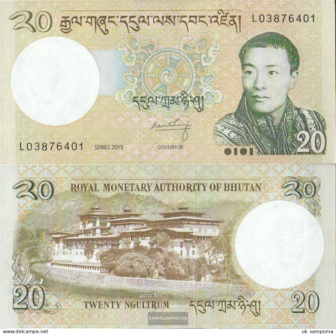 Bhutan Pick-number: 30b Uncirculated 2013 20 Ngultrum - Bhoutan