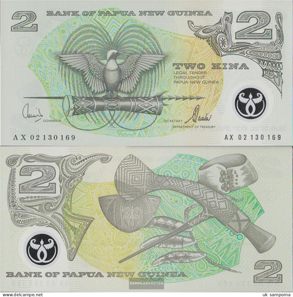 Papua-Guinea Pick-number: 16d Uncirculated 1996 2 Kina (plastic) Birds - Papua-Neuguinea