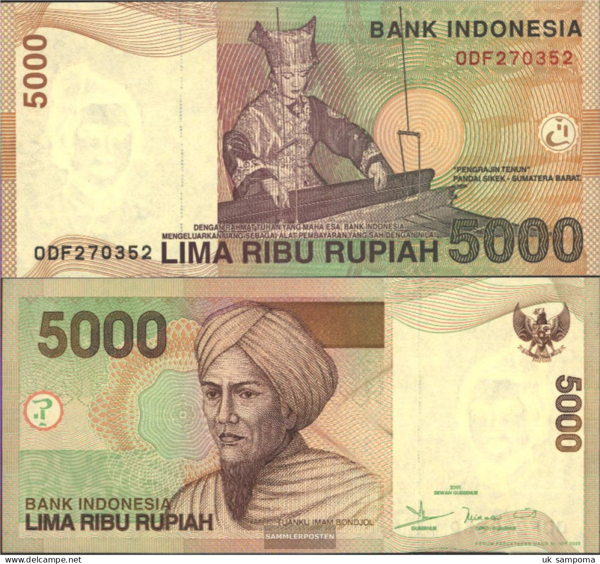 Indonesia Pick-number: 142e Uncirculated 2005 5.000 Rupiah - Indonesia