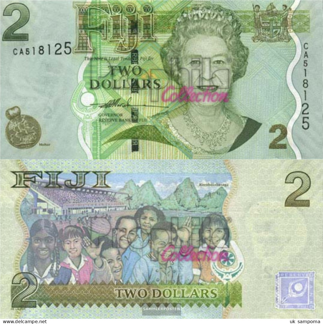 Fiji-Islands Pick-number: 109a Uncirculated 2007 2 Dollars - Fiji