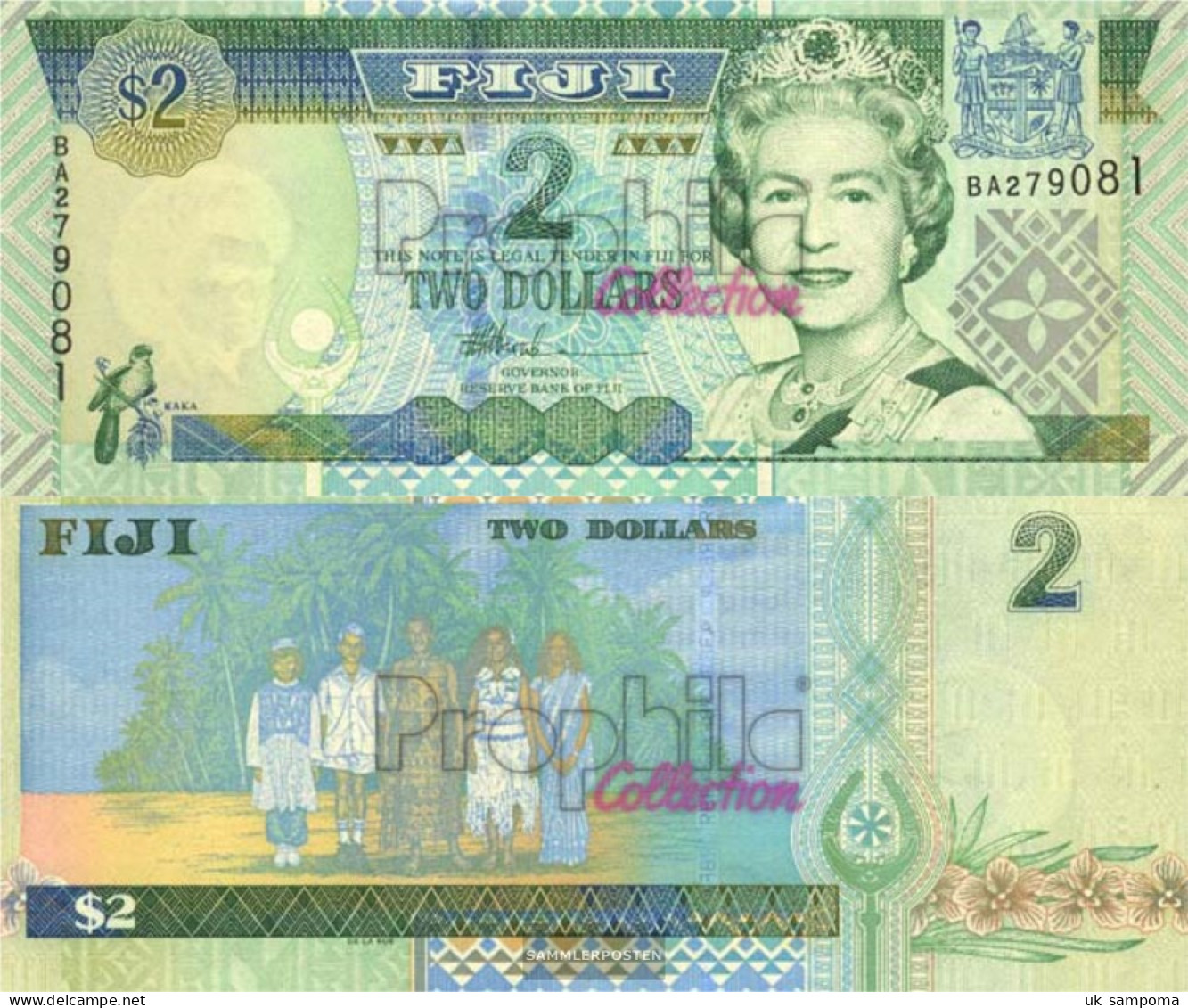 Fiji-Islands Pick-number: 96b Uncirculated 2002 2 Dollars - Figi