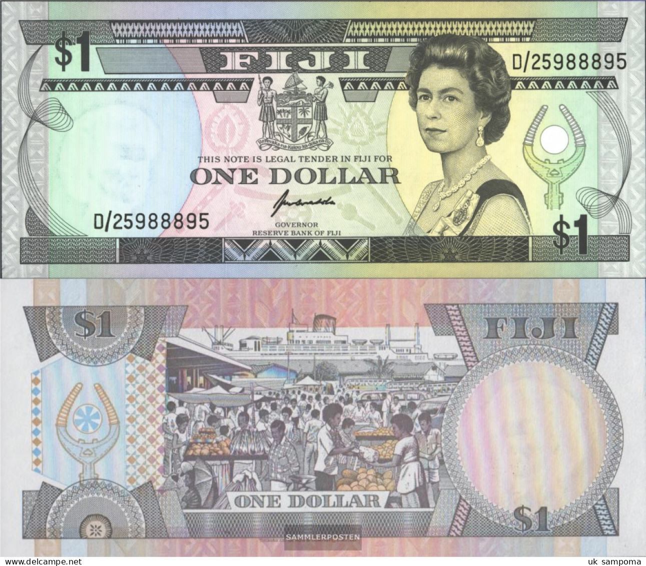 Fiji-Islands Pick-number: 89a Uncirculated 1993 1 US Dollars - Fidji
