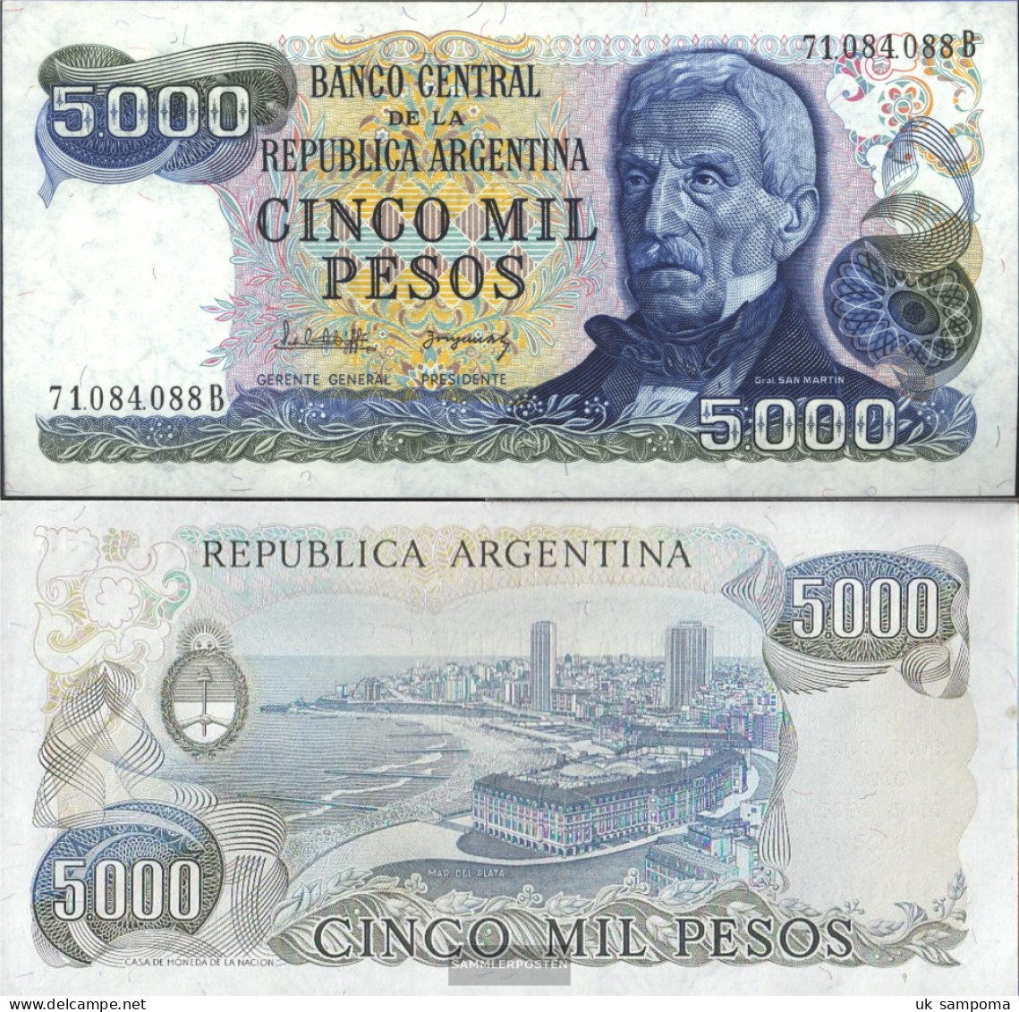 Argentina Pick-number: 305b Uncirculated 1977 5.000 Pesos - Argentina