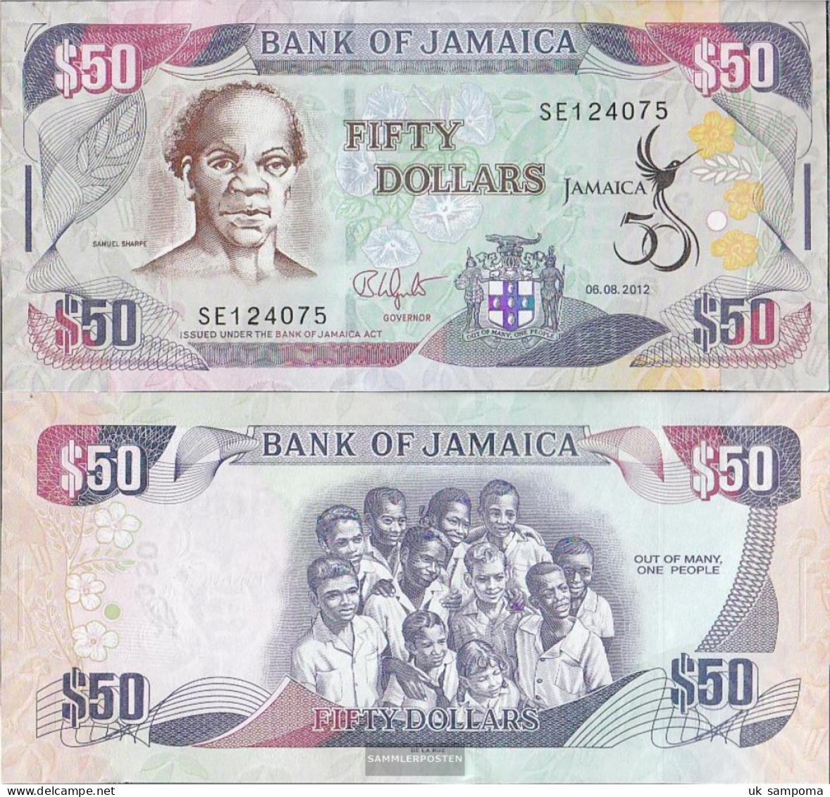 Jamaica Pick-number: 89 Uncirculated 2012 50 Dollars - Jamaica