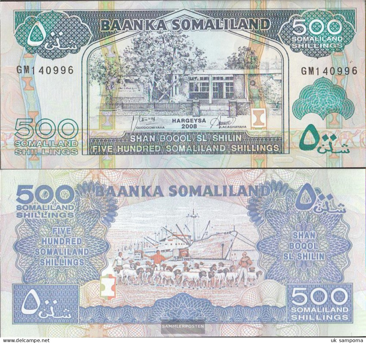 Somaliland Pick-number: 6g Uncirculated 2008 500 Shillings - Somalia