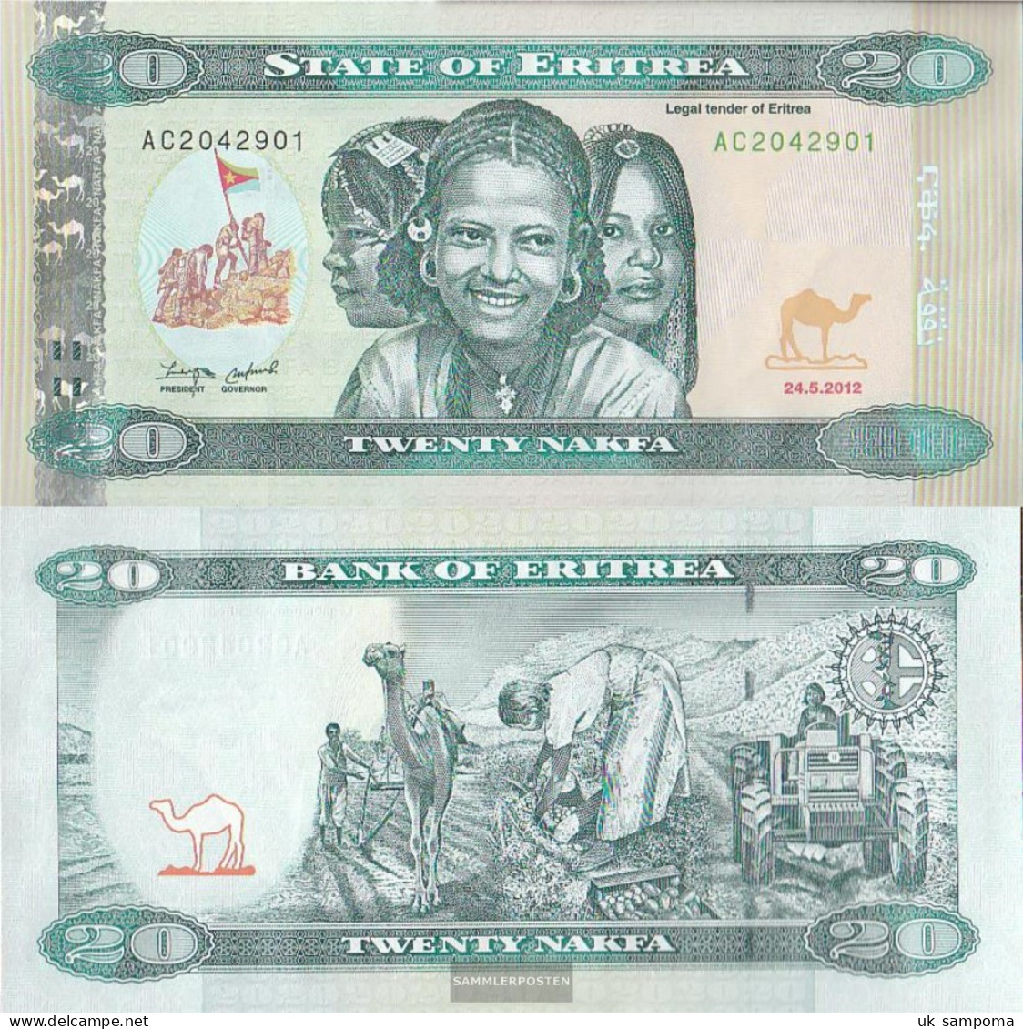 Eritrea Pick-number: 12 Uncirculated 2012 20 Nakfa - Erythrée