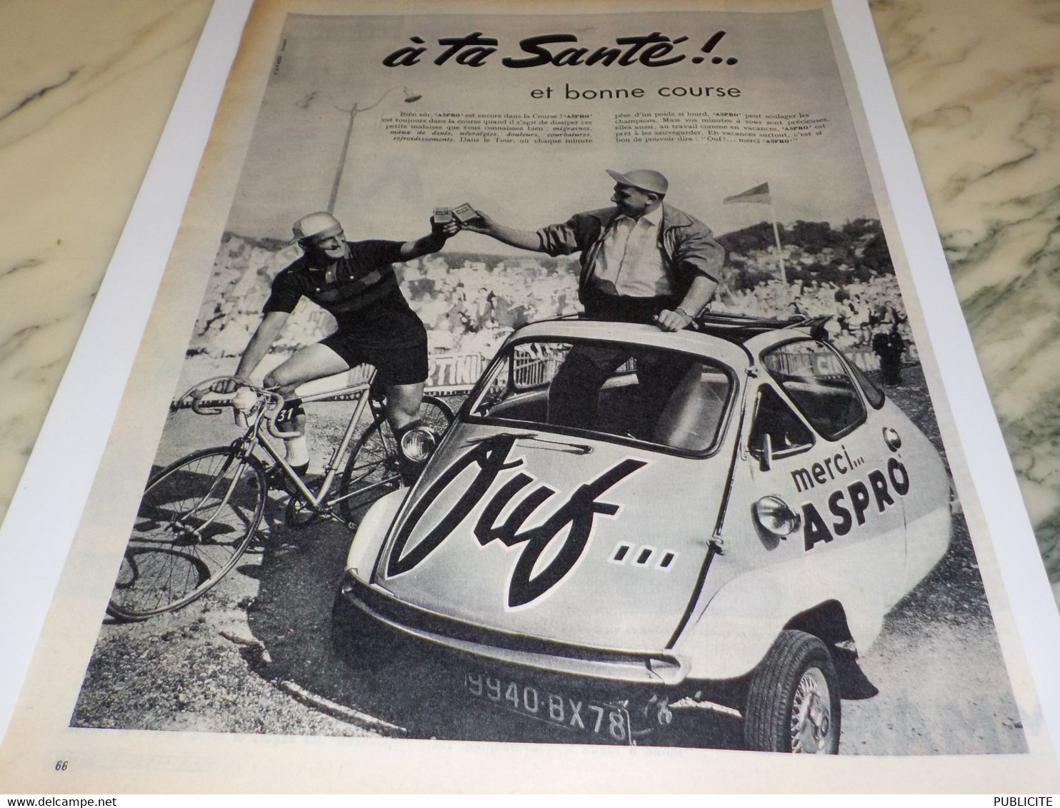 ANCIENNE   PUBLICITE A TA SANTE  MERCI ASPRO 1958 - Publicités
