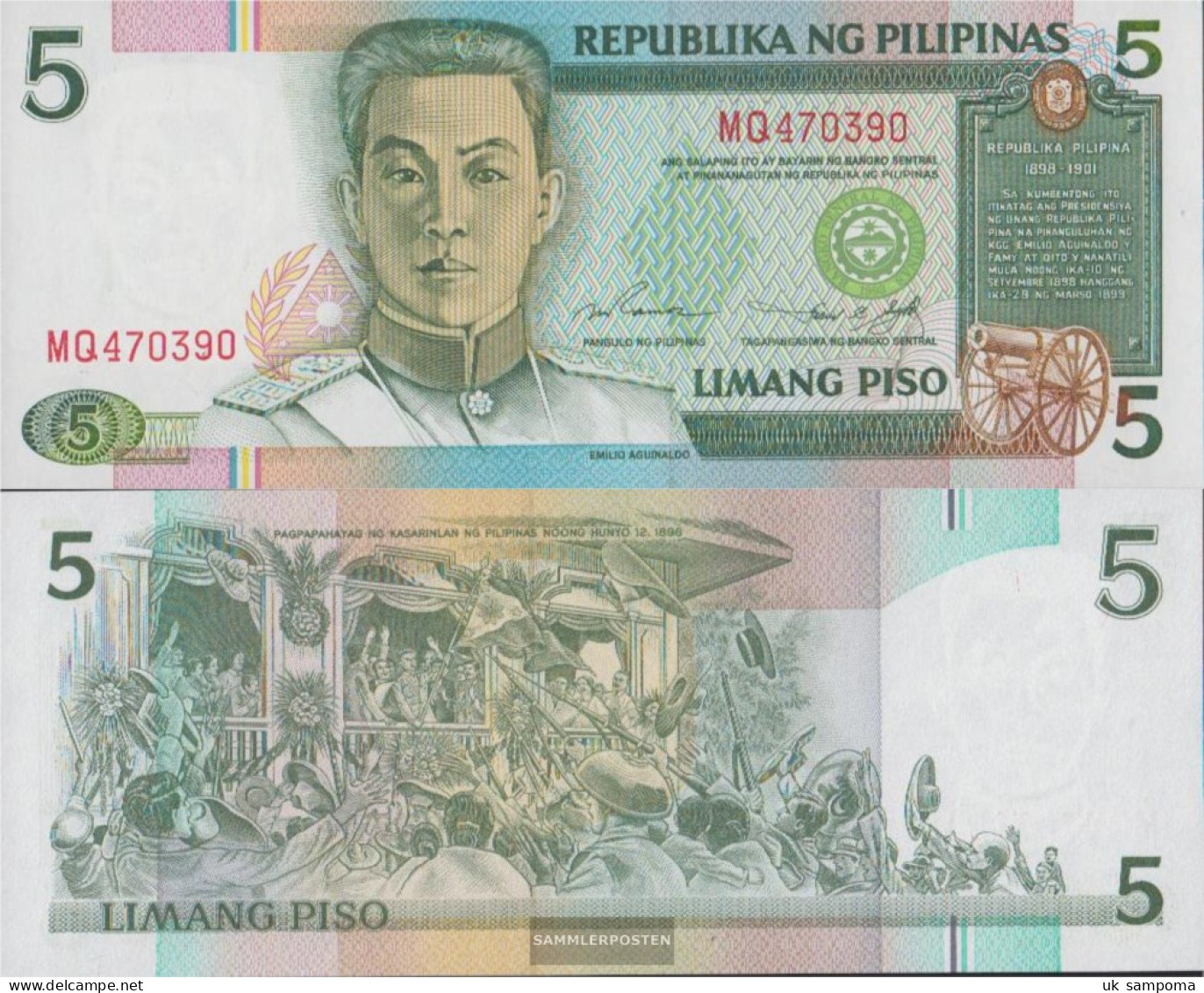 Philippines Pick-number: 180 Uncirculated 1995 5 Piso - Philippines