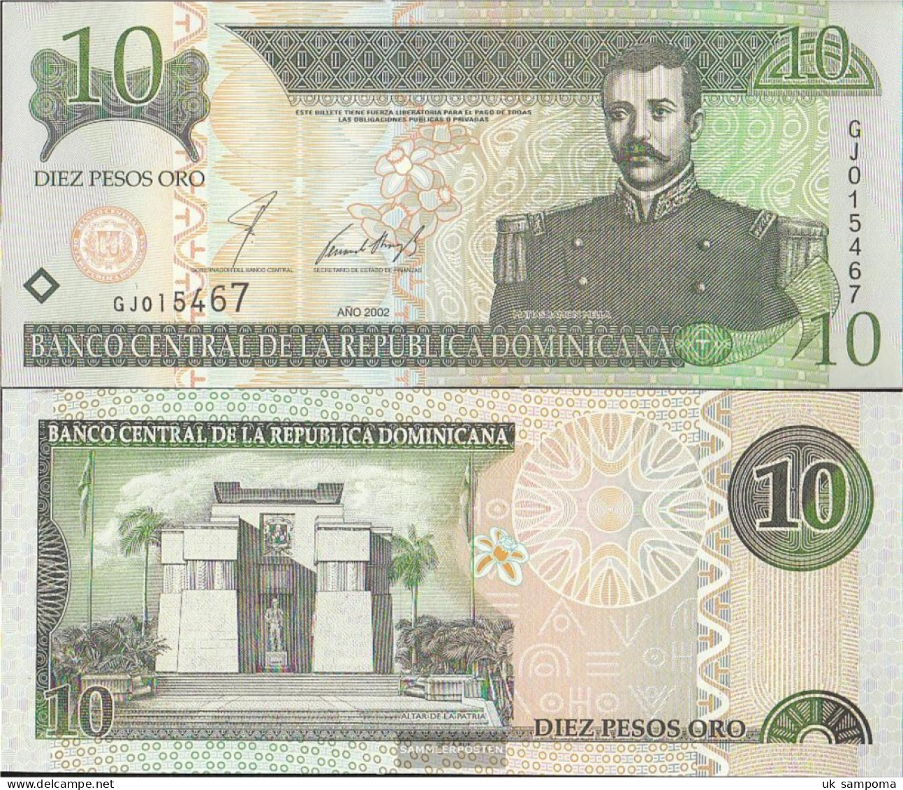 Dominican Republic Pick-number: 168b Uncirculated 2002 10 Pesos - Dominicaine