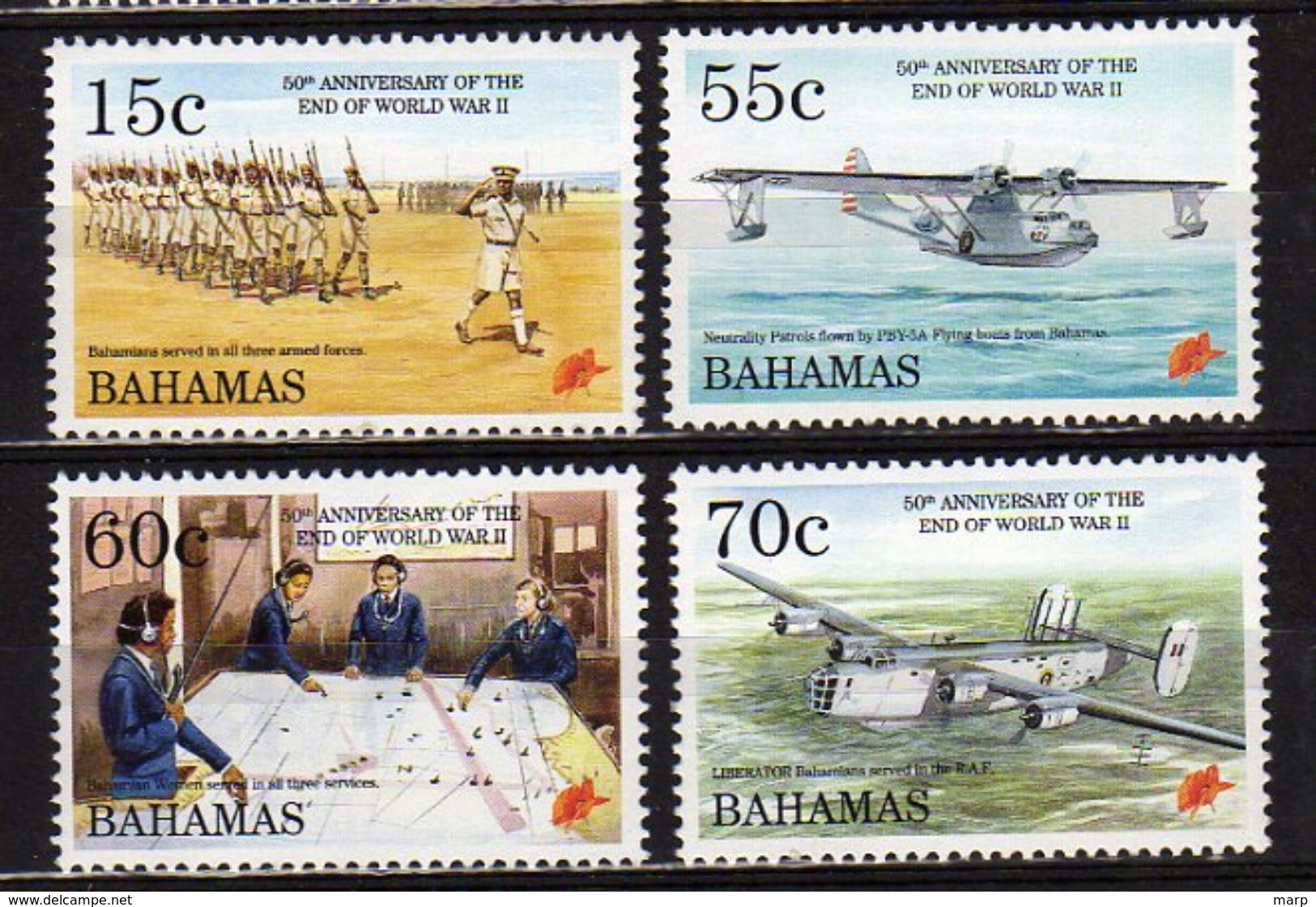 50th Anniversary End Of WWII, Bahamas Set Mnh.1995 - WW2