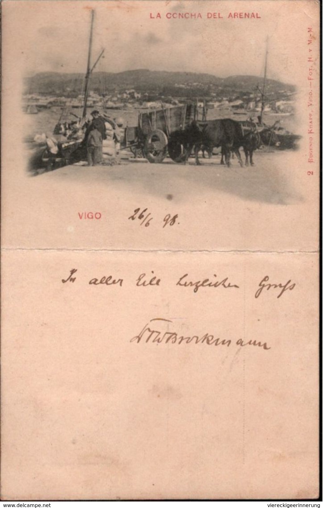 ! 1898 Alte Ansichtskarte Vigo, Spanien, Mittiger Knick - Pontevedra