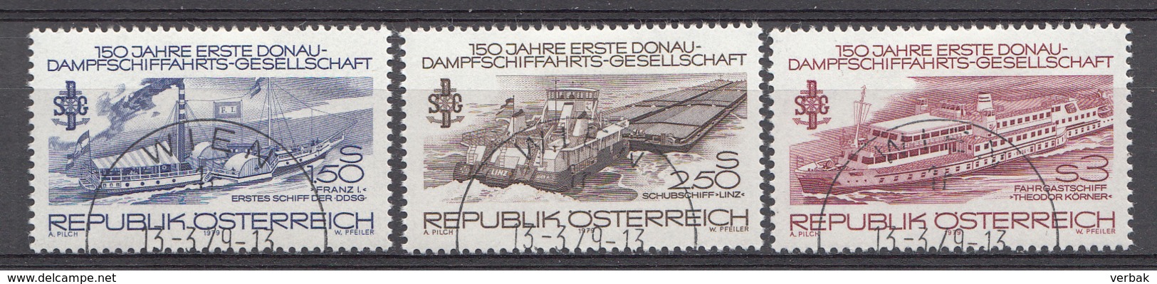 Autriche 1979  Mi.Nr: 1601-1603 Erste Donau-Dampfschiffahrts-Gesellschaft  Oblitèré / Used / Gebruikt - Oblitérés