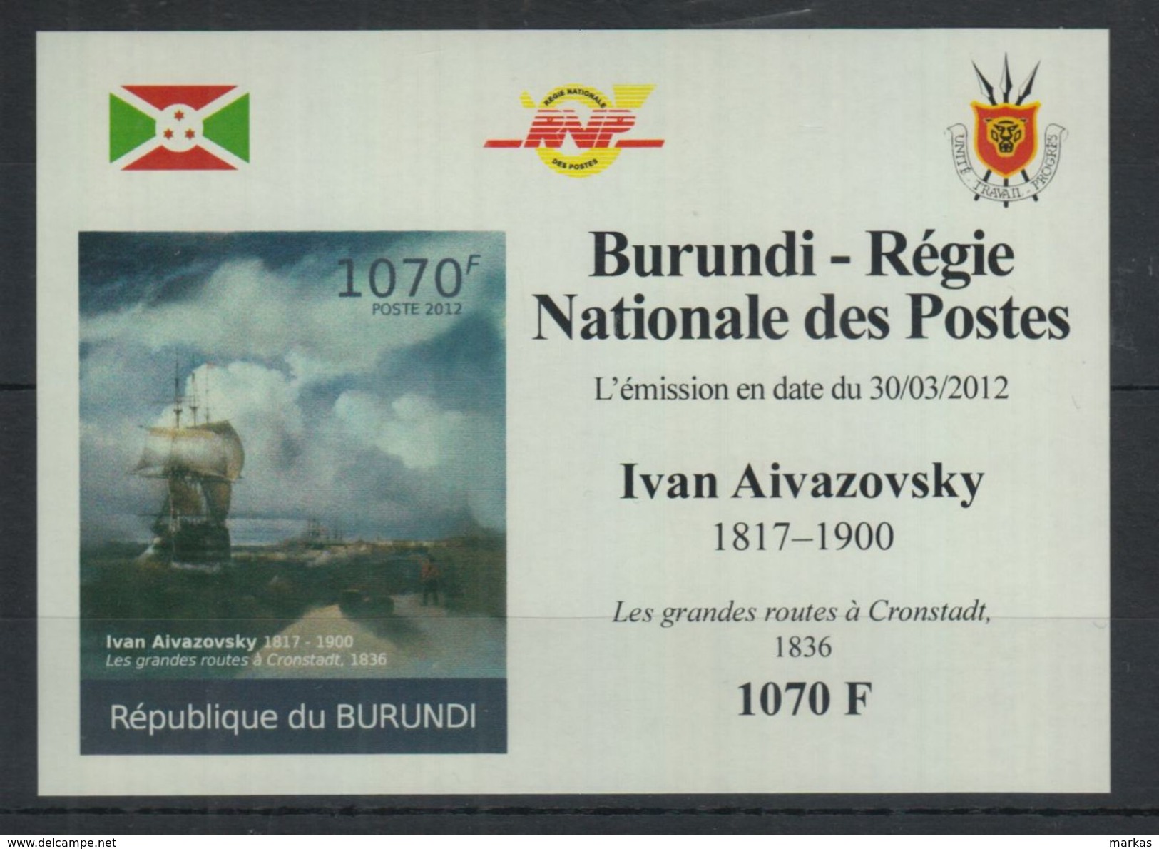 L59. Burundi - MNH - Art - Ivan Aivazovsky - 2012 - Deluxe - Imperf - Autres & Non Classés