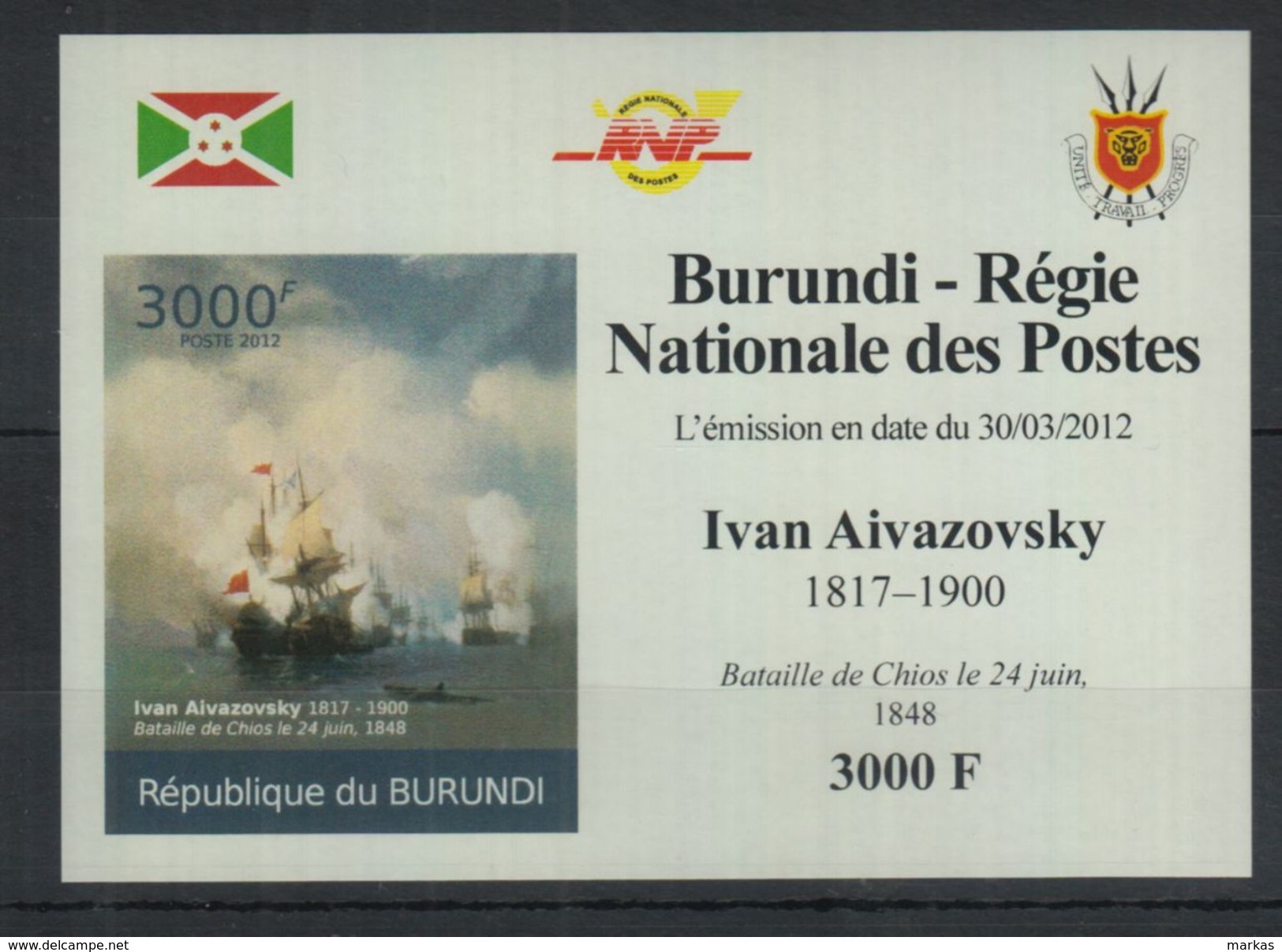 L59. Burundi - MNH - Art - Ivan Aivazovsky - 2012 - Deluxe - Imperf - Autres & Non Classés