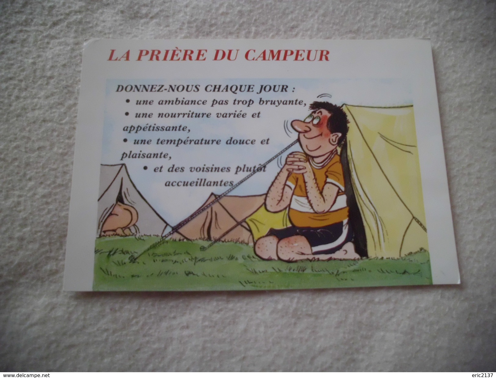 BELLE ILLUSTRATION HUMORISTIQUE ..LA PRIERE DU CAMPEUR - Humor