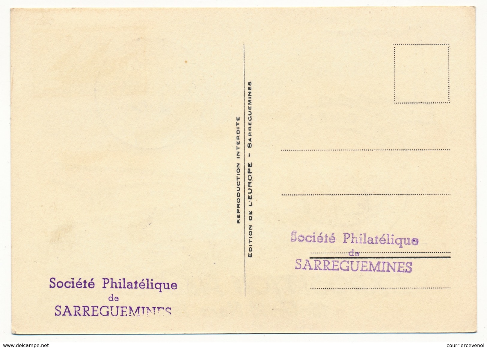 FRANCE - Carte Postale Expo Philatélique SARREGUEMINES - Journée Du Timbre 1957 - Service Maritime Postal - Día Del Sello