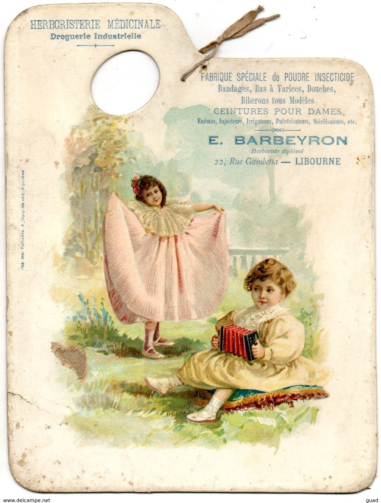 PALETTE PEINTURE HERBORISTERIE BARBEYRON LYBOURNE BAS BIBERON ENFANT BANDONEON Taille 23cmx18cm - Publicités