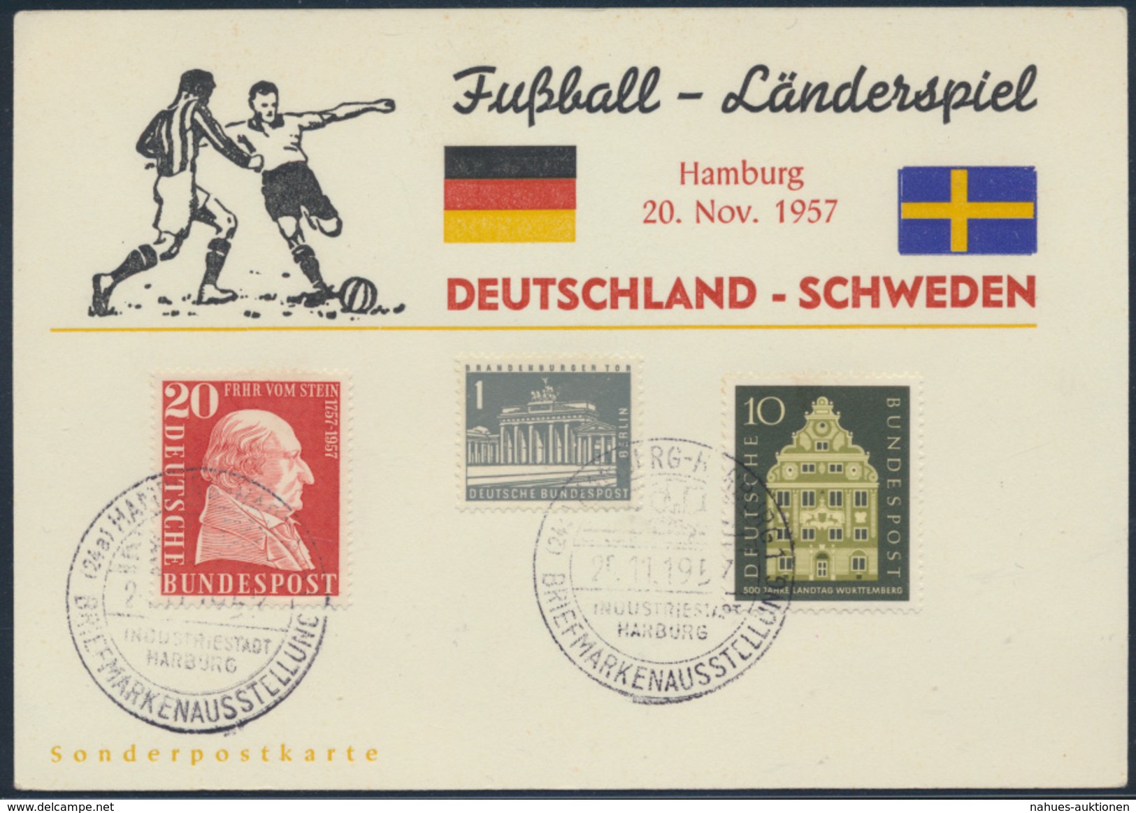 Bund Anlaßkarte MIF 277+279+ Berlin 140 SST Harburg Fußball Länderspiel Schweden - Sonstige & Ohne Zuordnung