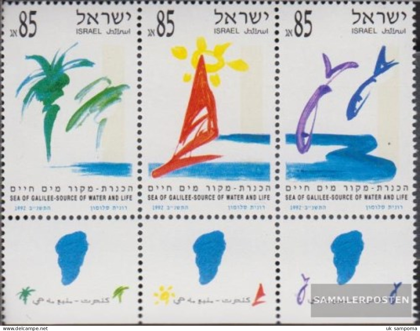 Israel 1214-1216 Triple Strip With Tab (complete Issue) Unmounted Mint / Never Hinged 1992 Lake Genezareth - Unused Stamps (with Tabs)