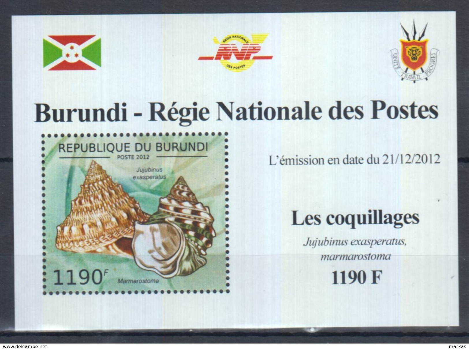 M59. Burundi - MNH - Marine Life - Sea Shells - 2012 - Deluxe - Vie Marine