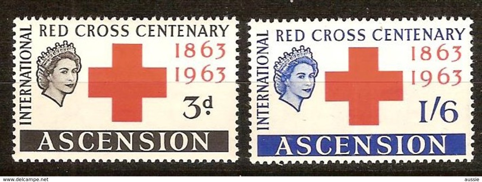 Ascension 1963 Yvertn° 91-92 (*) MLH Croix Rouge Rode Kruis Cote 15 Euro - Ascension (Ile De L')