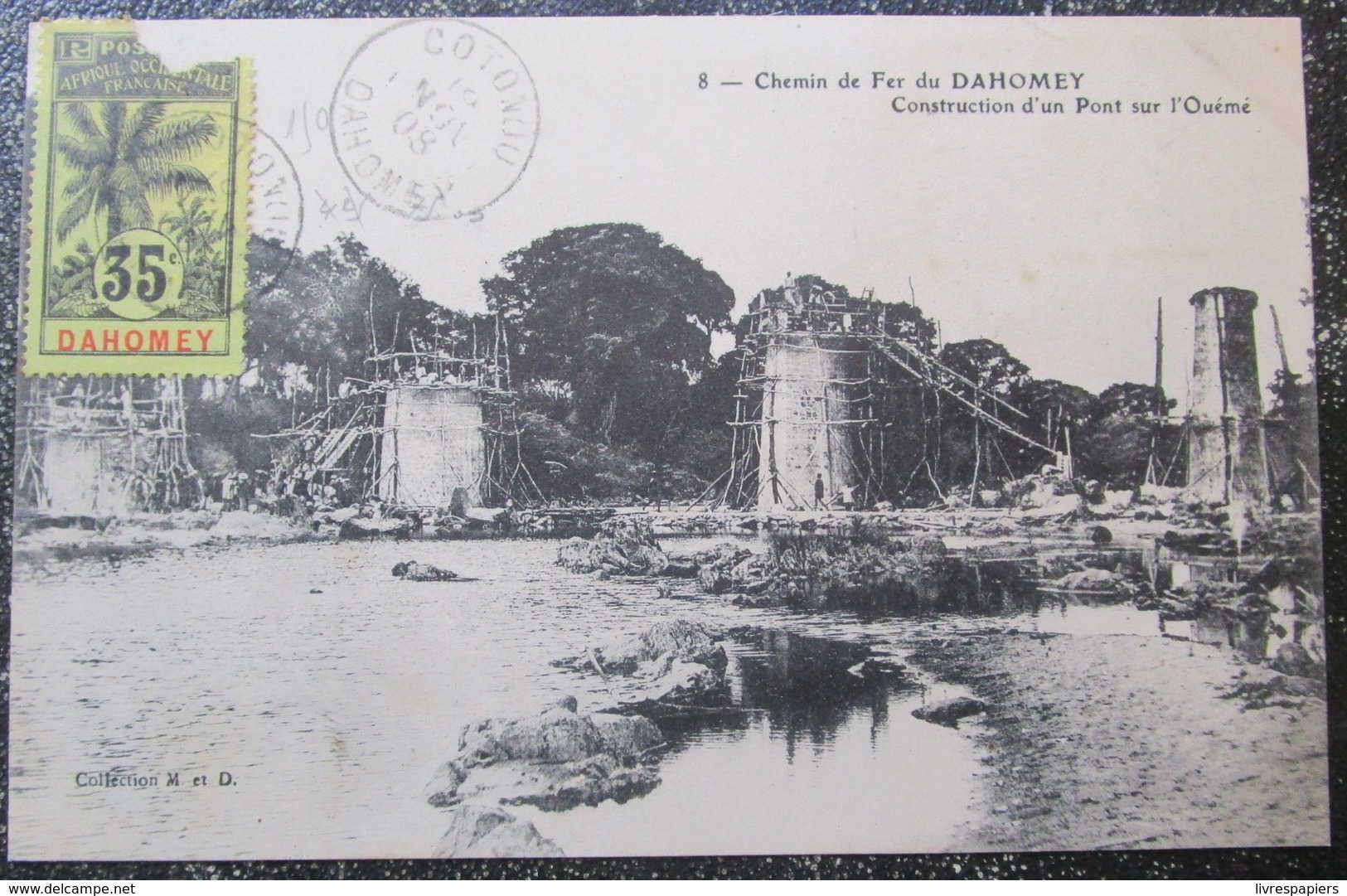 Dahomey Benin Chemin De Fer Construction D'un Pont   Cpa Timbrée - Benin