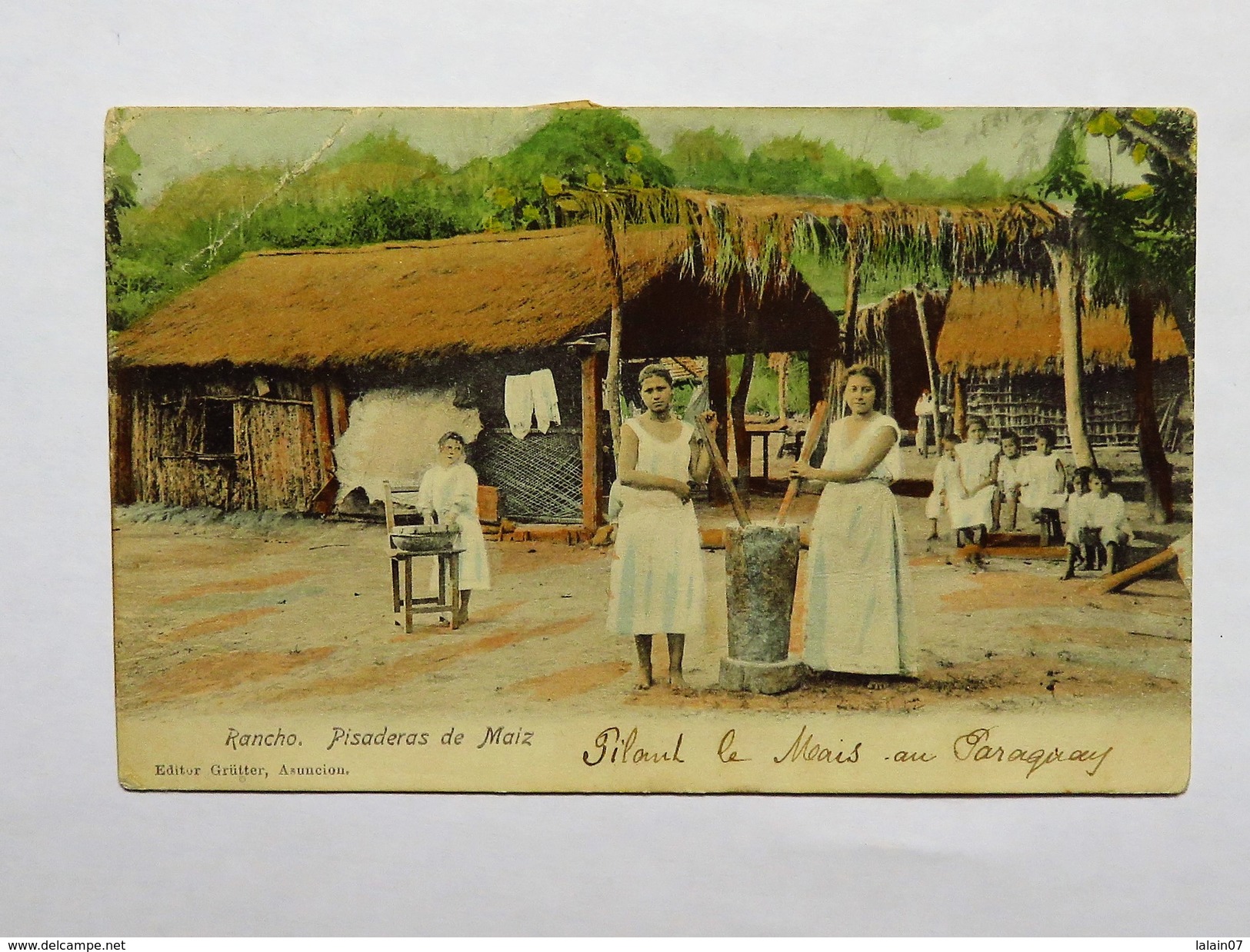 C.P.A. PARAGUAY : Rancho Pisaderas De Maiz, Editor Grütter, Asuncion, En 1909 - Paraguay