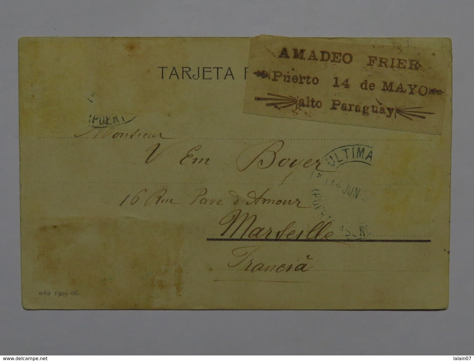 C.P.A. PARAGUAY : Rancho Pisaderas De Maiz, Editor Grütter, Asuncion, En 1909 - Paraguay