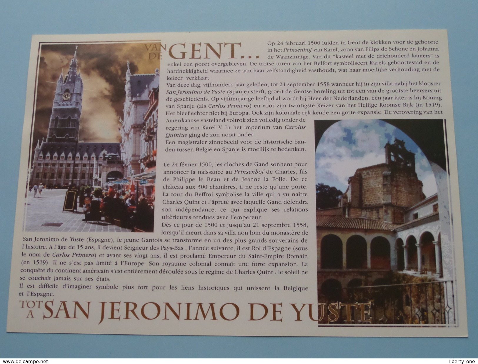 Van GENT Tot SAN JERONIMO DE YUSTE ( Carlos V / Charles Quint ) 2000 ( Zie Foto's ) België / Espana ! - 1991-2000