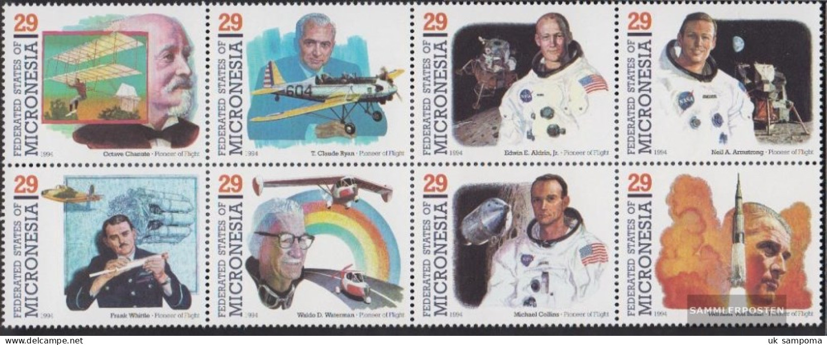 Mikronesien 344-351 Eighth Block (complete Issue) Unmounted Mint / Never Hinged 1994 Pioneers The Aviation - Micronesia