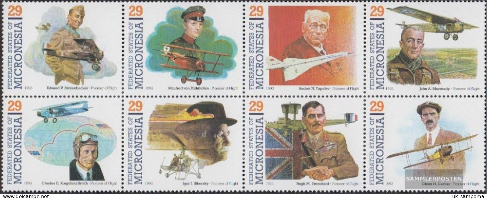 Mikronesien 265-272 Eighth Block (complete Issue) Unmounted Mint / Never Hinged 1993 Pioneers The Aviation - Micronesia