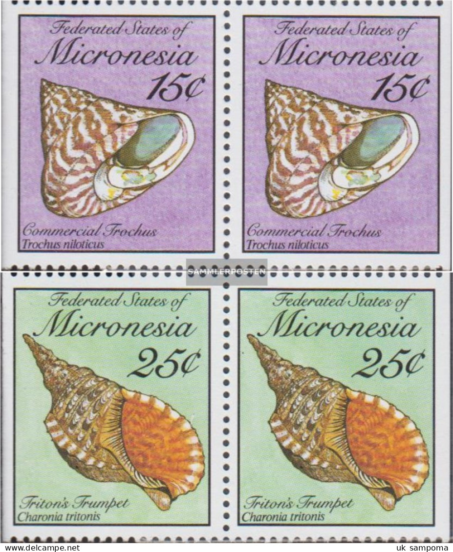 Mikronesien 144Dl/Dr-146Dl/Dr Couple Unmounted Mint / Never Hinged 1989 Sea Snails And Mussels - Micronesia