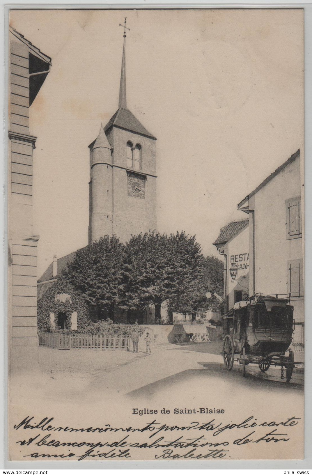 Eglise De Saint-Blaise Mit Postkutsche Diligence - Saint-Blaise