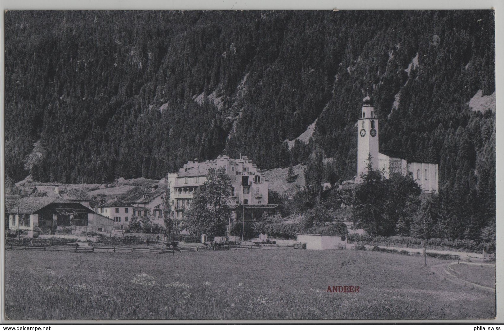 Andeer - Hotel Und Kirche - Photo: Guggenheim - Andeer