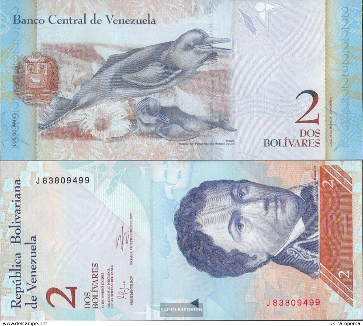 Venezuela Pick-number: 88d (31.01.2012) Uncirculated 2012 2 Bolivares - Venezuela