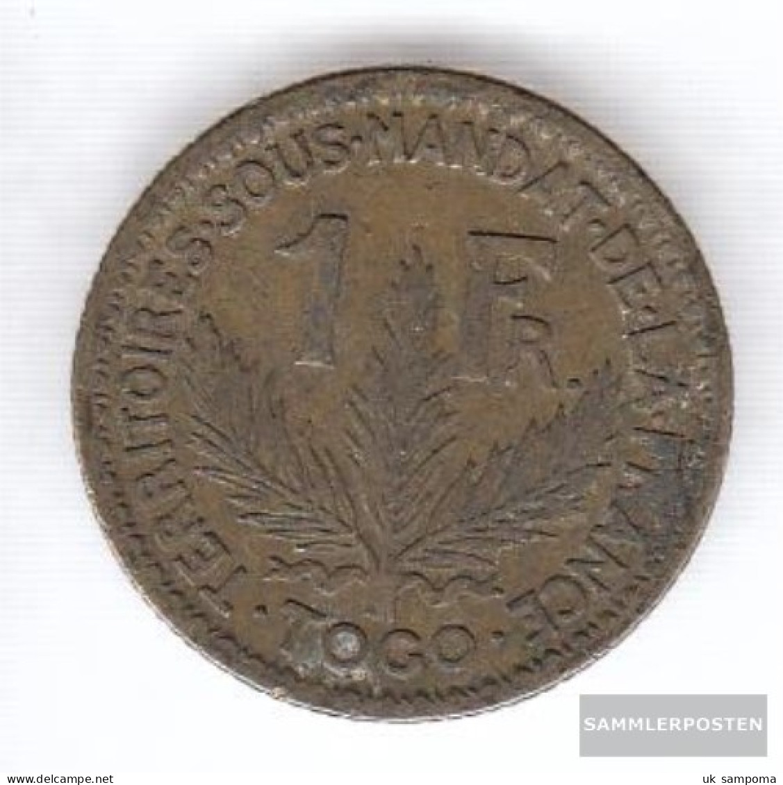 Togo 2 1925 Very Fine Aluminum-Bronze Very Fine 1925 1 Franc Laureate - Togo