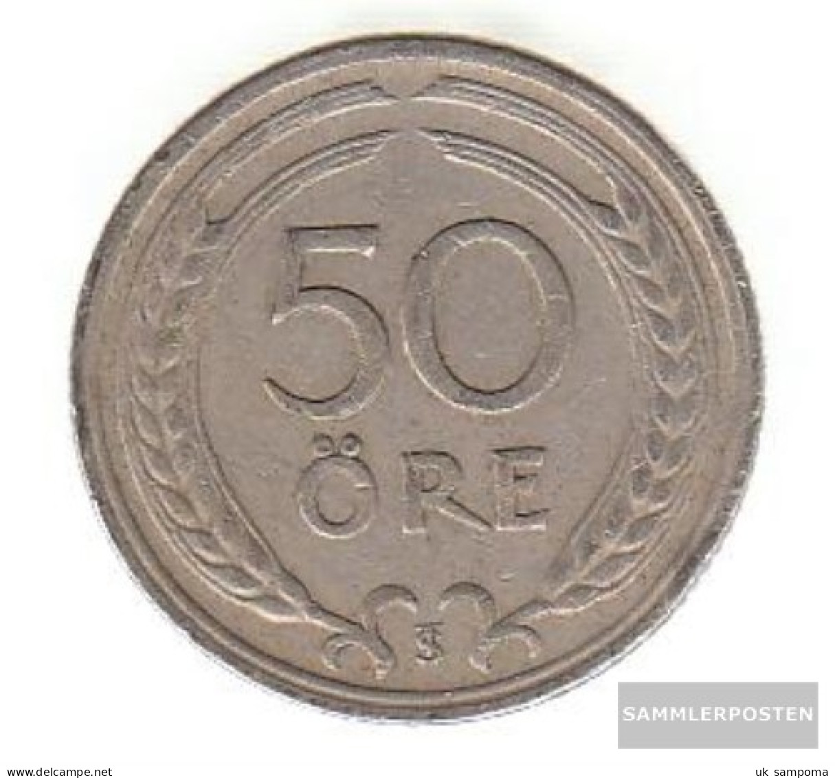 Sweden Km-number. : 796 1920 Very Fine Nickel-Bronze Very Fine 1920 50 Öre Gekröntes Monogram - Sweden