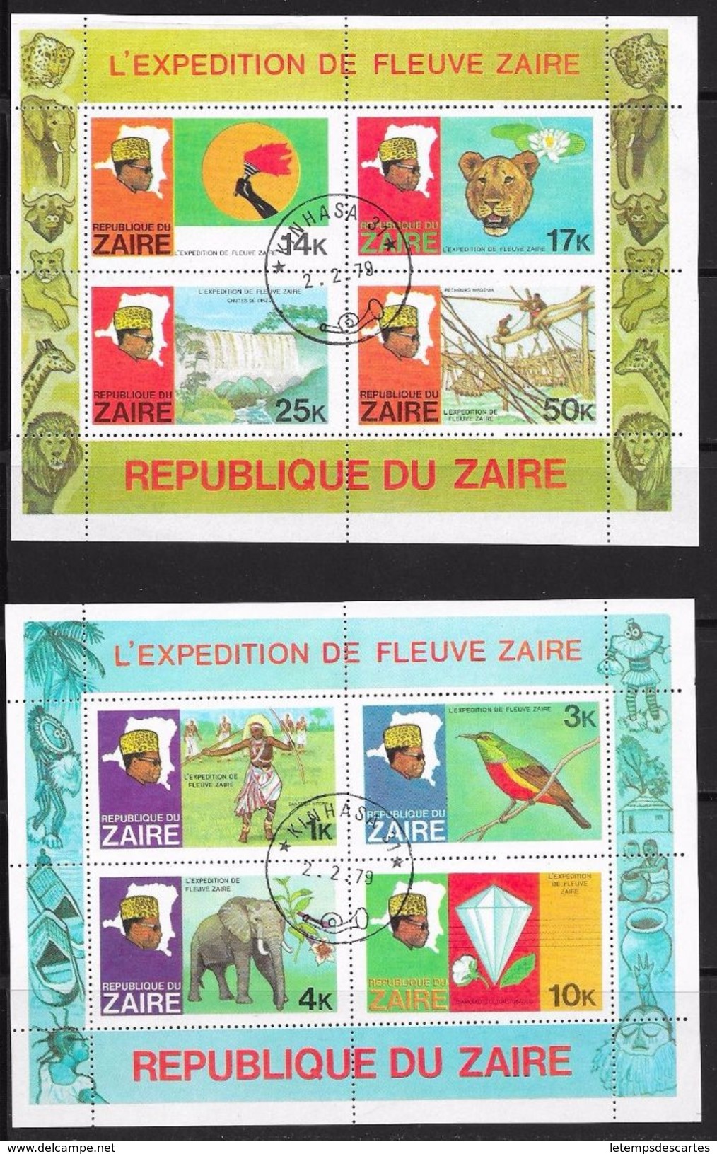 T 00165 - Zaire  Blocs N° 8 Et 9  Oblitérés, Côte 15.30 € - Africa (Other)