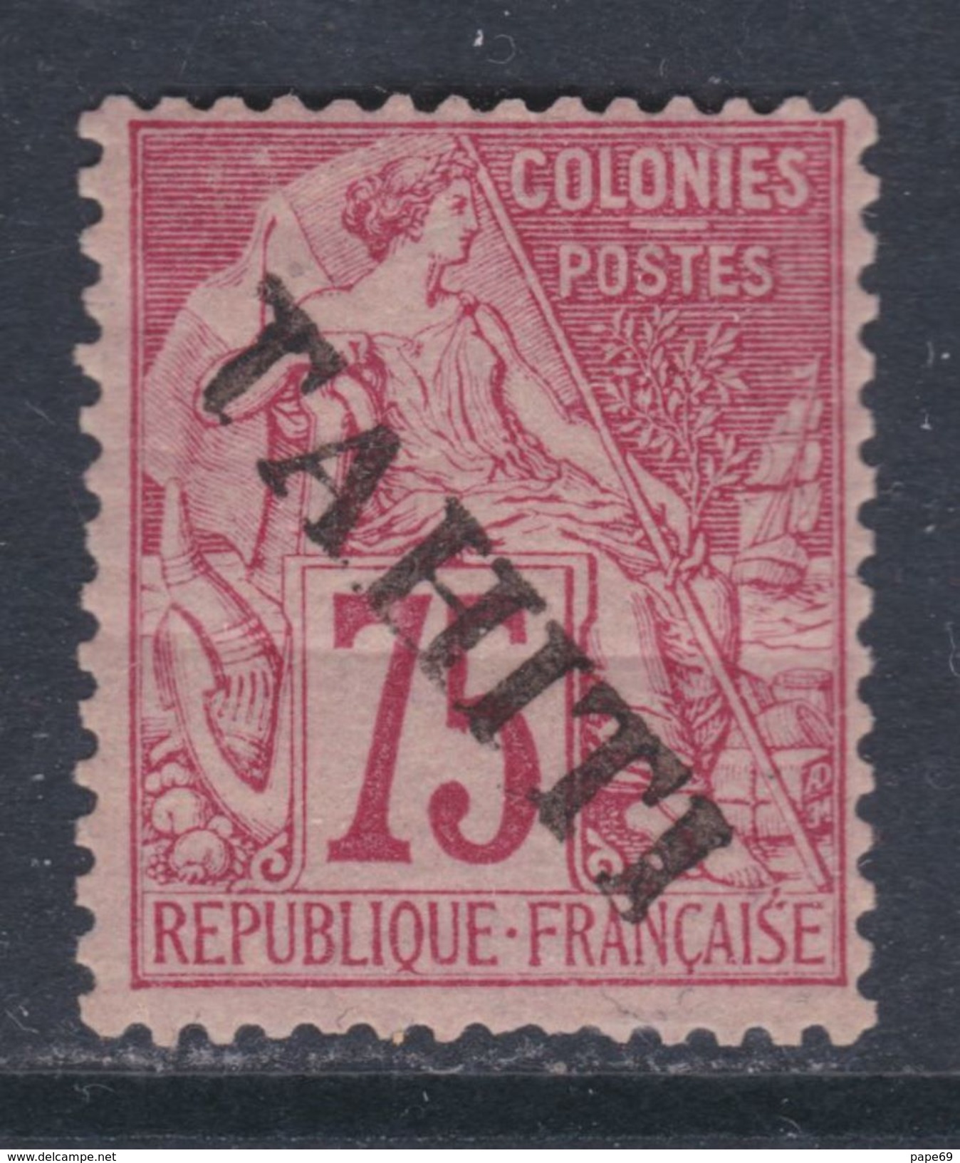 Tahiti N° 17a X Timbre Des Colonies Françaises Surchargé : 75 C. Rose Variété Surcharge Renversée, Trace De Ch. Sinon TB - Unused Stamps