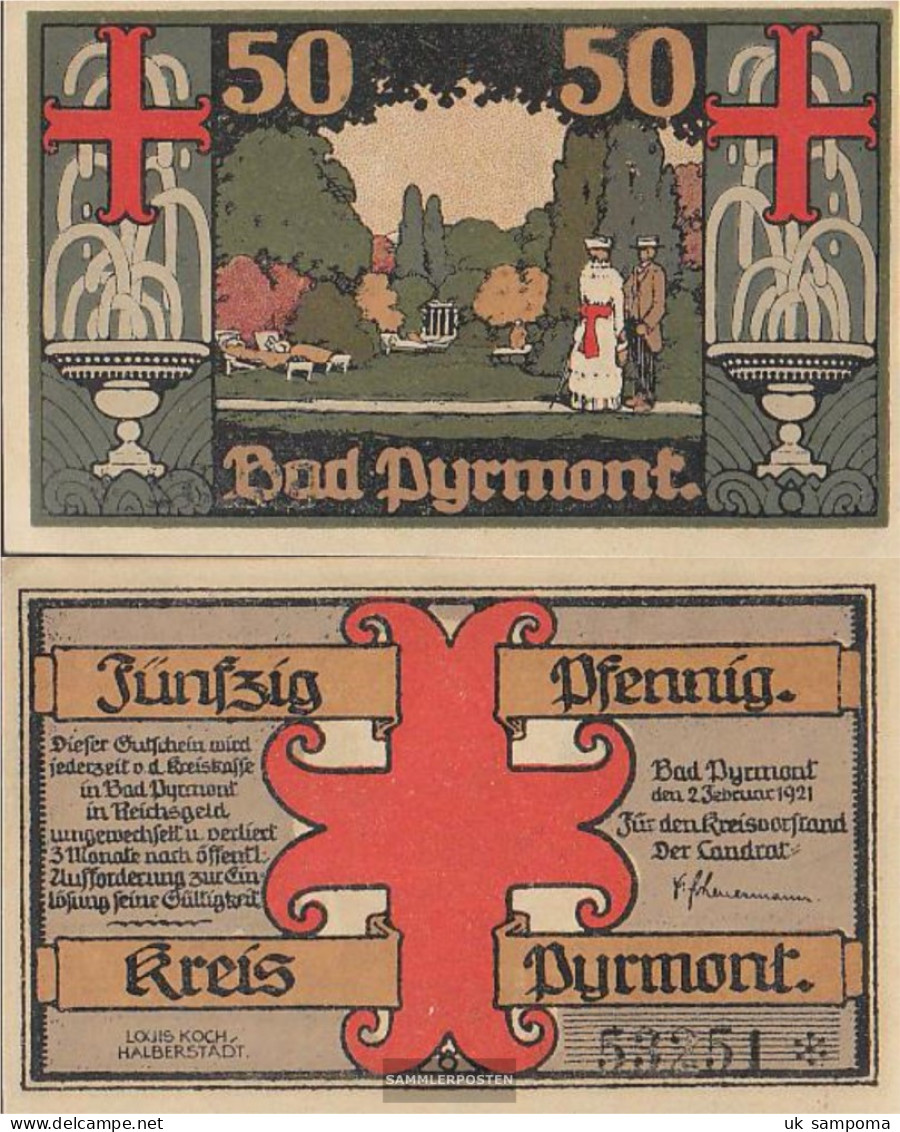 Bad Pyrmont Notgeld: Notgeldschein The City Bad Pyrmont Uncirculated 1921 50 Pfenning Bad Pyrmont - Austria
