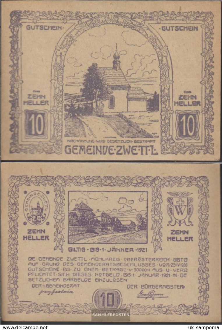 Zwettl Notgeld The Community Zwettl Uncirculated 1920 10 Bright - Austria