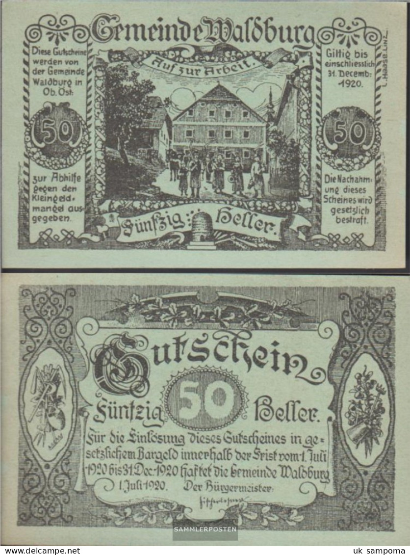 Waldburg Notgeld The Community Waldburg Uncirculated 1920 50 Bright - Austria