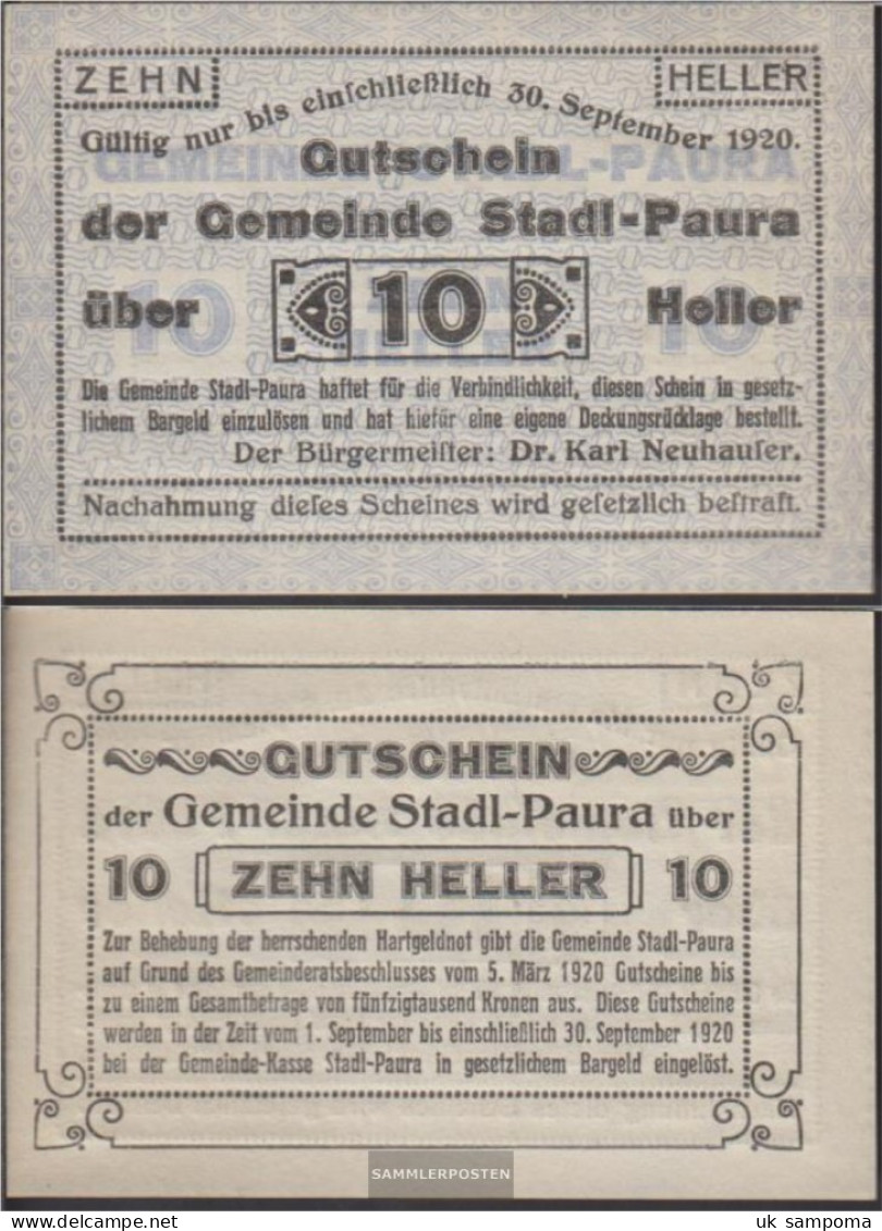 Stadl-Paura Notgeld The Community Stadl-Paura Uncirculated 1920 10 Bright - Austria